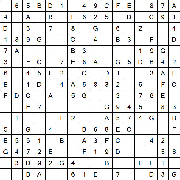Sudoku 16x16 - Simple