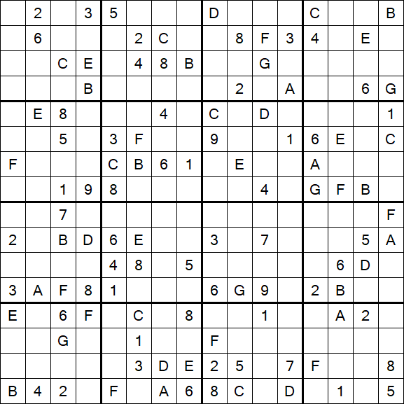 Sudoku 16x16 - Schwierig
