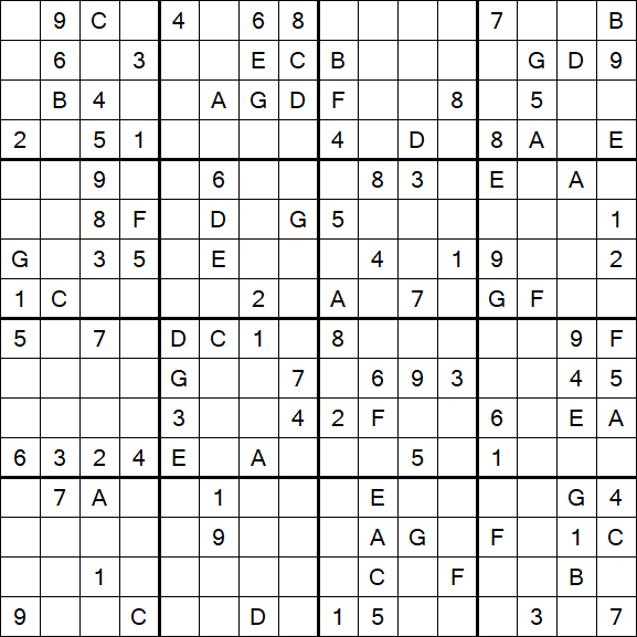 Sudoku 16x16 - Hard