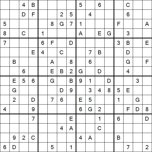 Sudoku 16x16 - Difficile