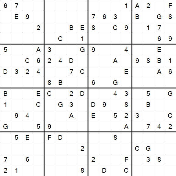 Sudoku 16x16 - Hard