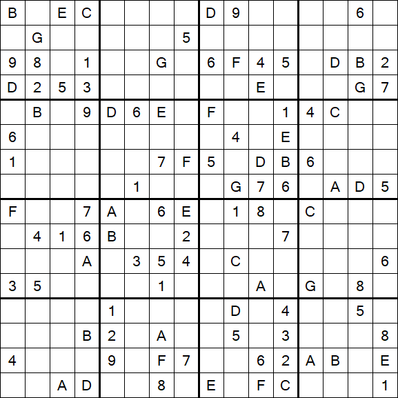 Sudoku 16x16 - Difícil
