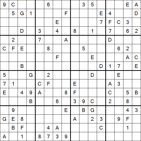 Sudoku 16x16 - Difícil