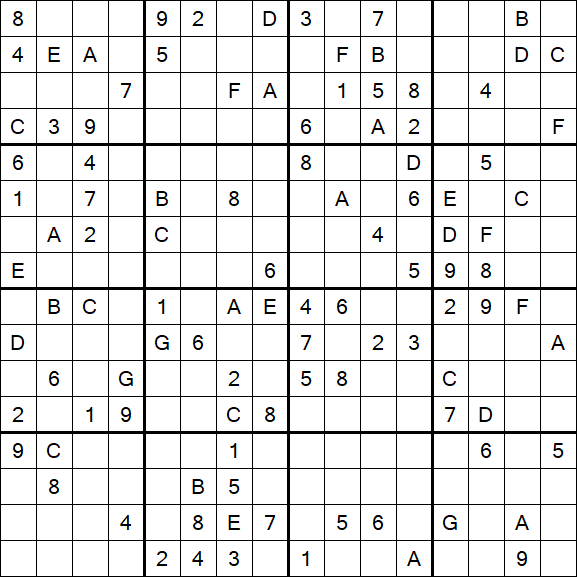 Sudoku 16x16 - Difícil