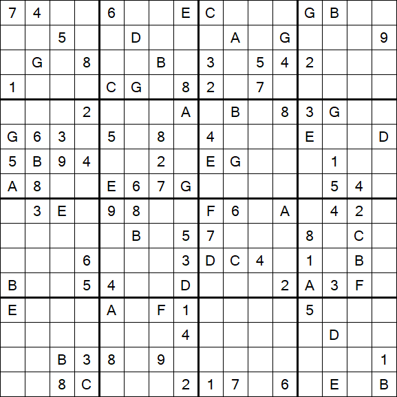 Sudoku 16x16 - Difícil