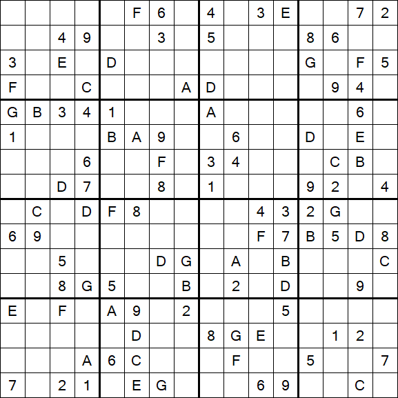 Sudoku 16x16 - Difícil