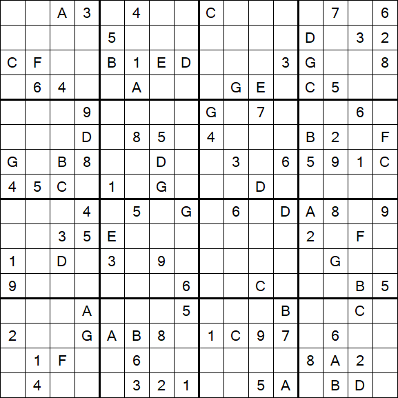 Sudoku 16x16 - Difícil