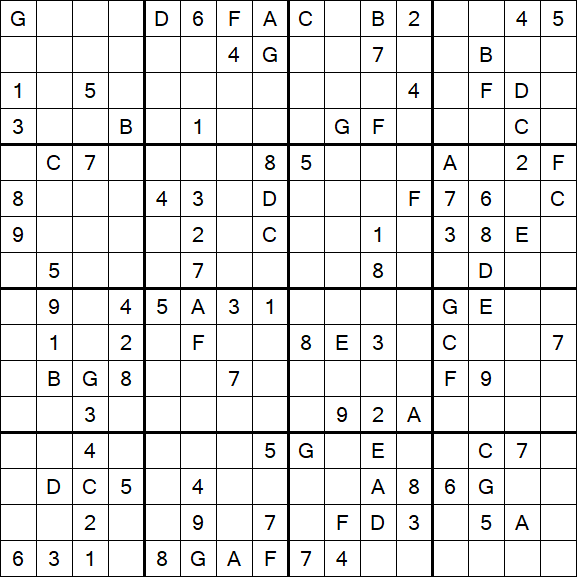 Sudoku 16x16 - Hard