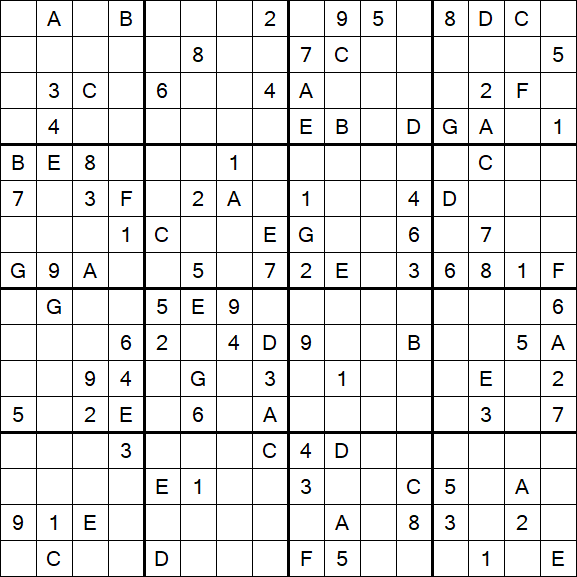 Sudoku 16x16 - Hard