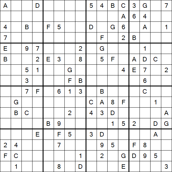 Sudoku 16x16 - Hard