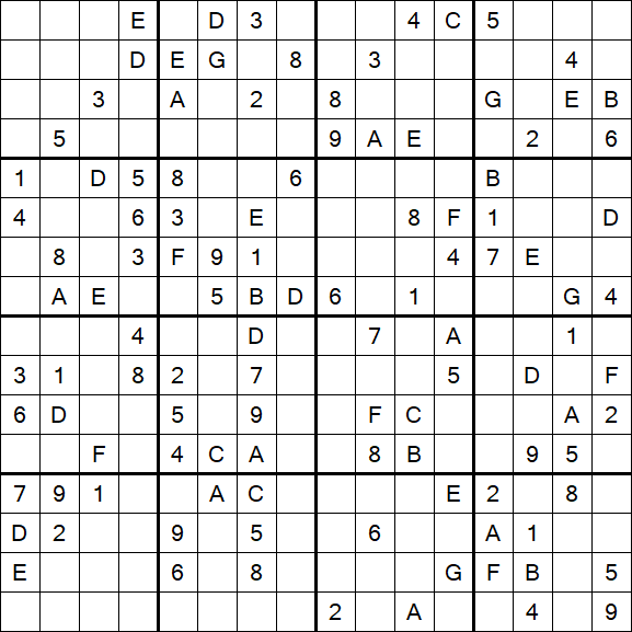 Sudoku 16x16 - Hard