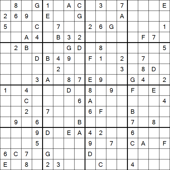 Sudoku 16x16 - Hard