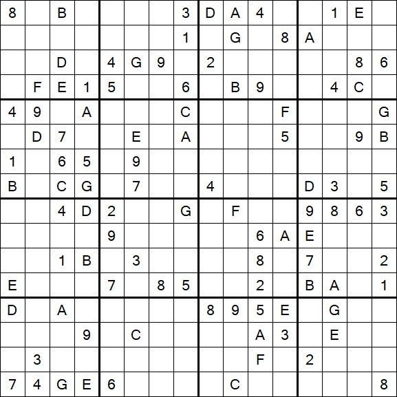 Sudoku 16x16 - Hard