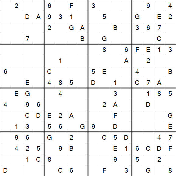 Sudoku 16x16 - Hard