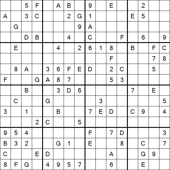 Sudoku 16x16 - Difficile