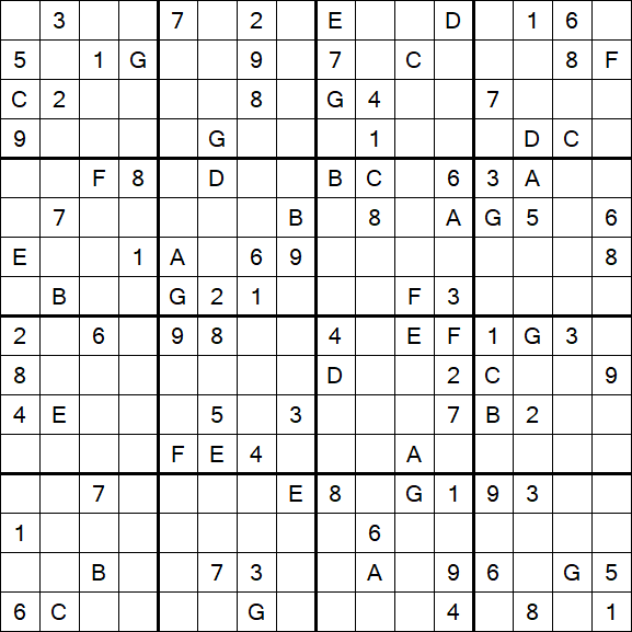 Sudoku 16x16 - Difficile
