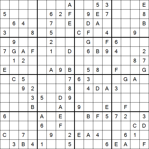Sudoku 16x16 - Difficile