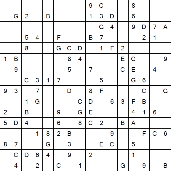 Sudoku 16x16 - Difficile