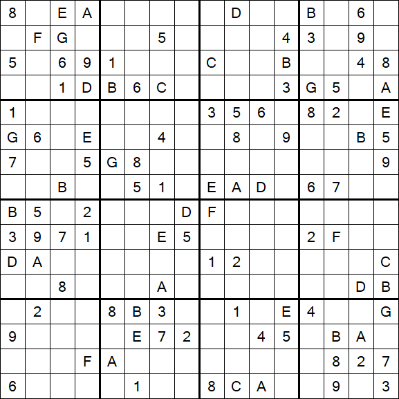 Sudoku 16x16 - Difficile