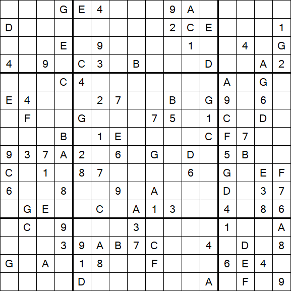 Sudoku 16x16 - Difficile