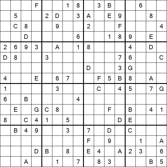 Sudoku 16x16 - Difficile