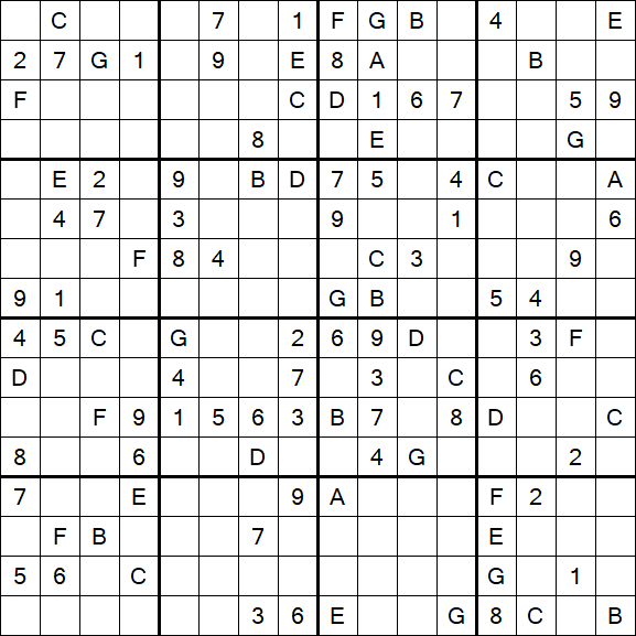 Sudoku 16x16 - Difficile