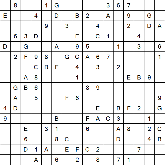 Sudoku 16x16 - Difficile