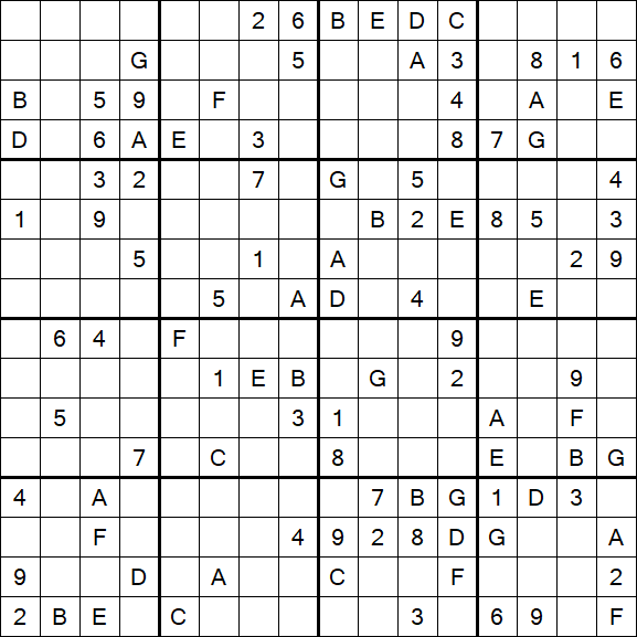 Sudoku 16x16 - Difficile