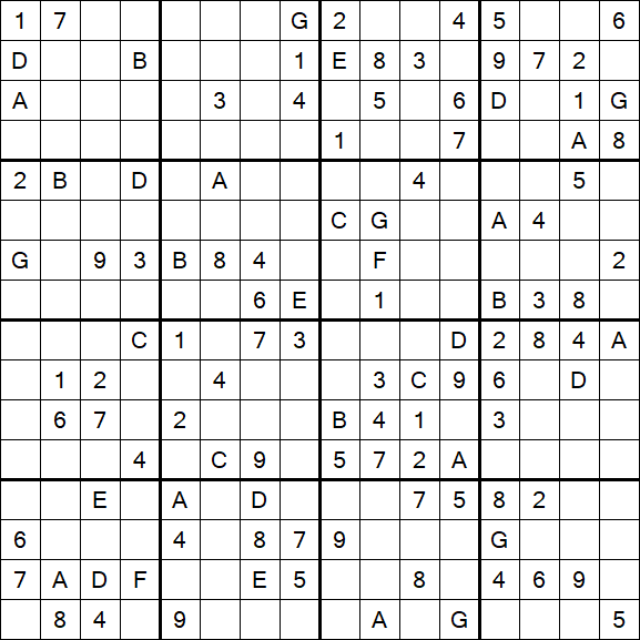 Sudoku 16x16 - Hard
