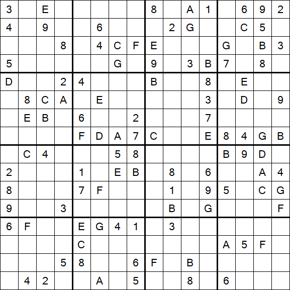 Sudoku 16x16 - Hard