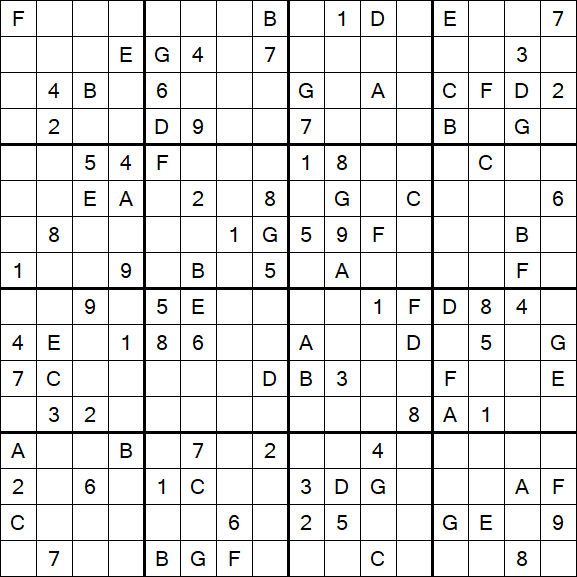Sudoku 16x16 - Hard