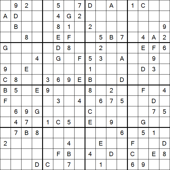 Sudoku 16x16 - Difficile