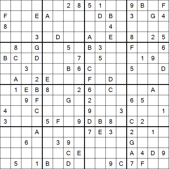 Sudoku 16x16 - Difícil