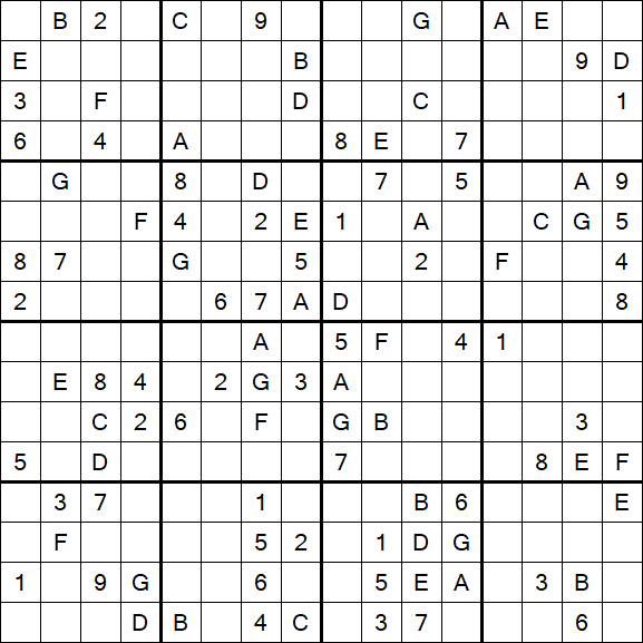 Sudoku 16x16 - Difícil