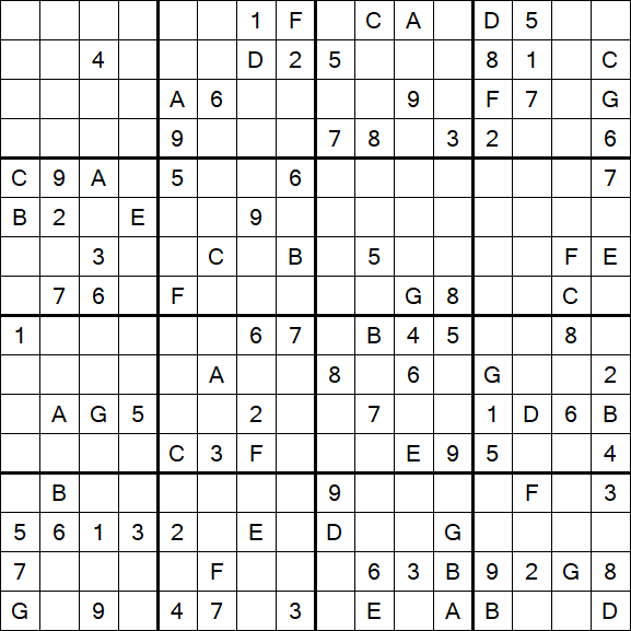 Sudoku 16x16 - Difícil