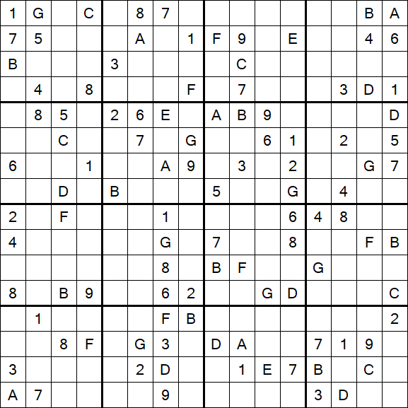 Sudoku 16x16 - Difícil