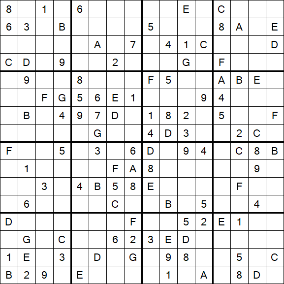 Sudoku 16x16 - Hard