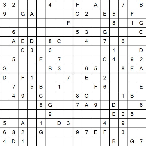 Sudoku 16x16 - Hard