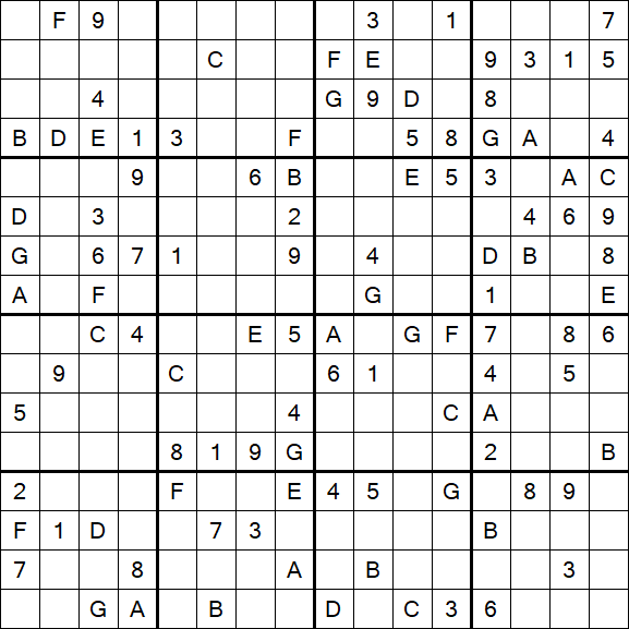 Sudoku 16x16 - Hard