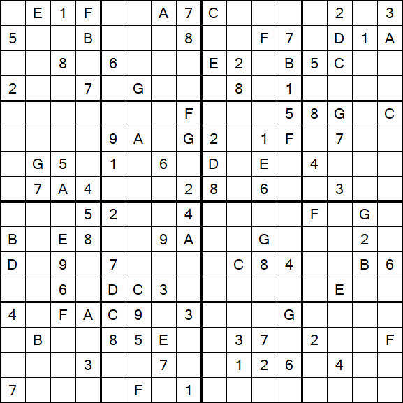 Sudoku 16x16 - Hard