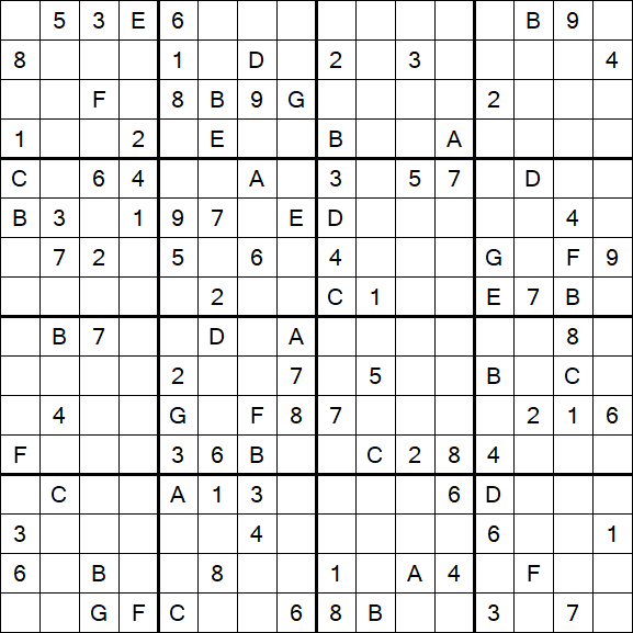 Sudoku 16x16 - Difficile