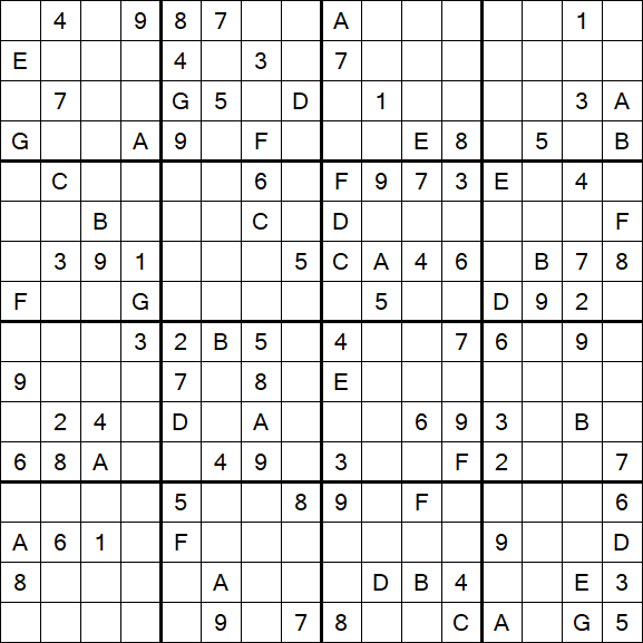 Sudoku 16x16 - Difficile