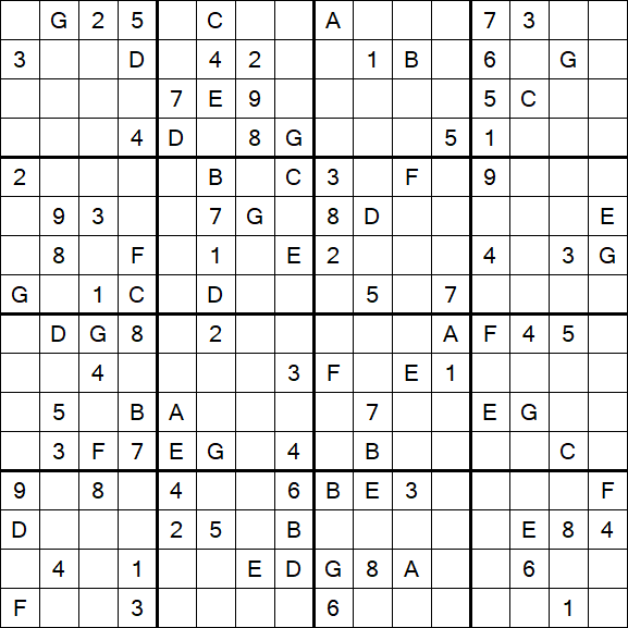 Sudoku 16x16 - Difficile
