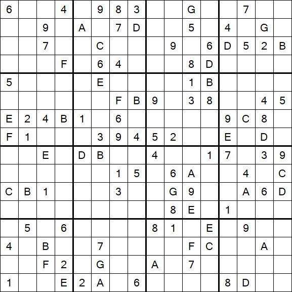 Sudoku 16x16 - Difícil