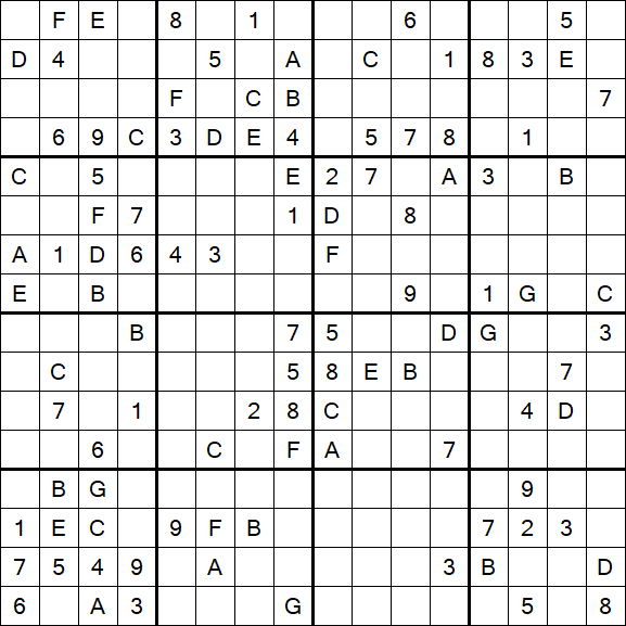 Sudoku 16x16 - Difícil
