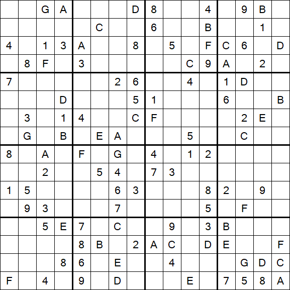 Sudoku 16x16 - Difícil