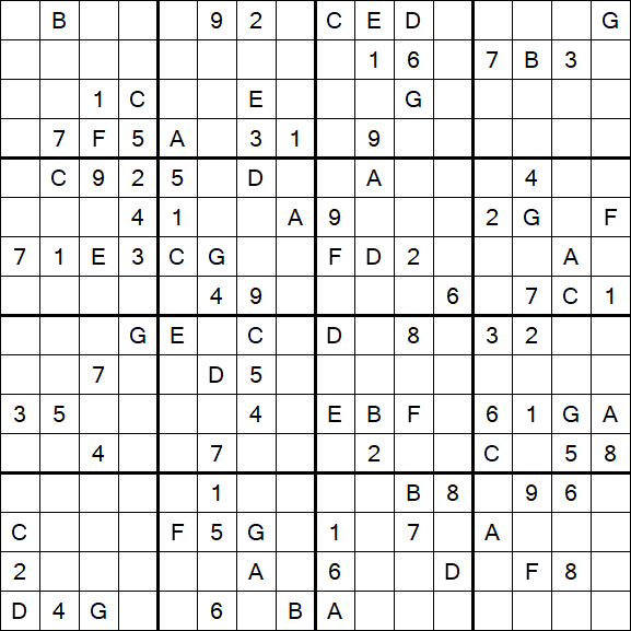 Sudoku 16x16 - Difícil