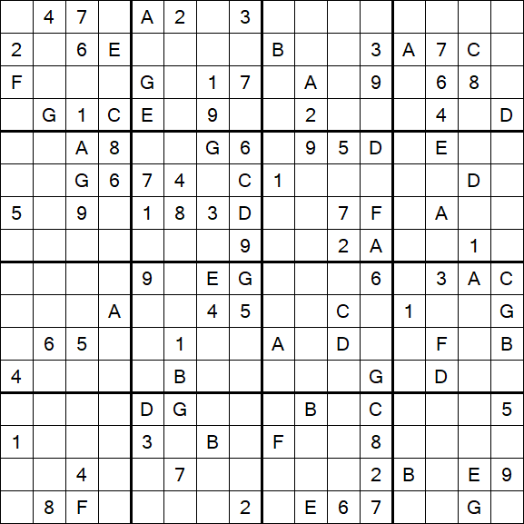 Sudoku 16x16 - Difícil