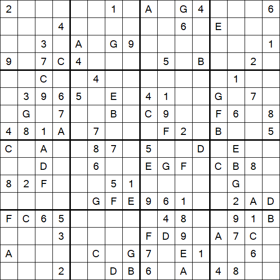 Sudoku 16x16 - Difícil