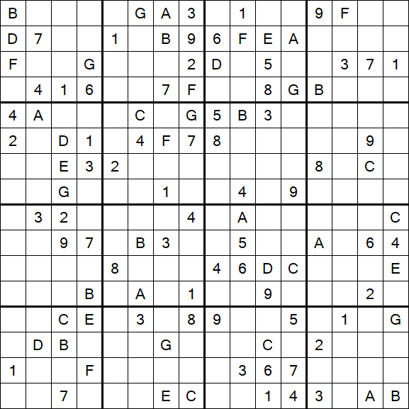 Sudoku 16x16 - Difícil
